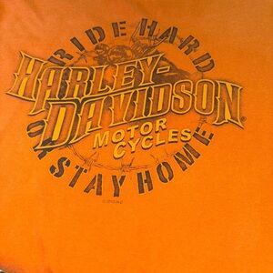 HARLEY DAVIDSON SIZE 2 XL ORANGE SHORT SLEEVE T-SHIRT MARION ILLINOIS